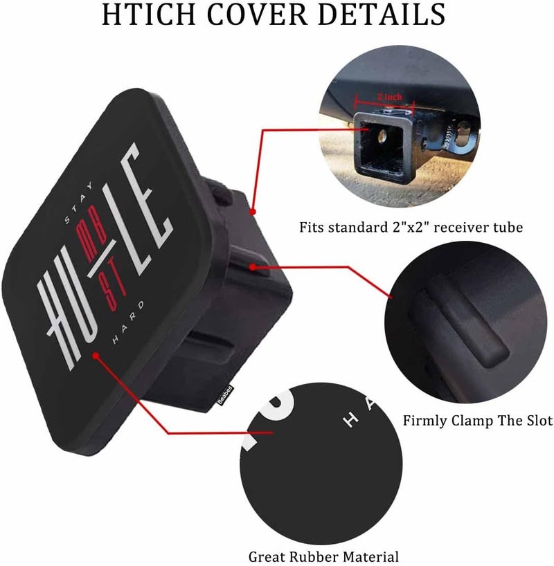 Beabes Trailer Hitch Cover 2 Inch Motivational Quote, Stay Humble Hustle Hard Heavy-Duty Tow Rear Receivers Plug Covers, Funny Phrase 2" Rubber Towing Hitch Cover for Trucks Cars SUVs Sedans - Image 3